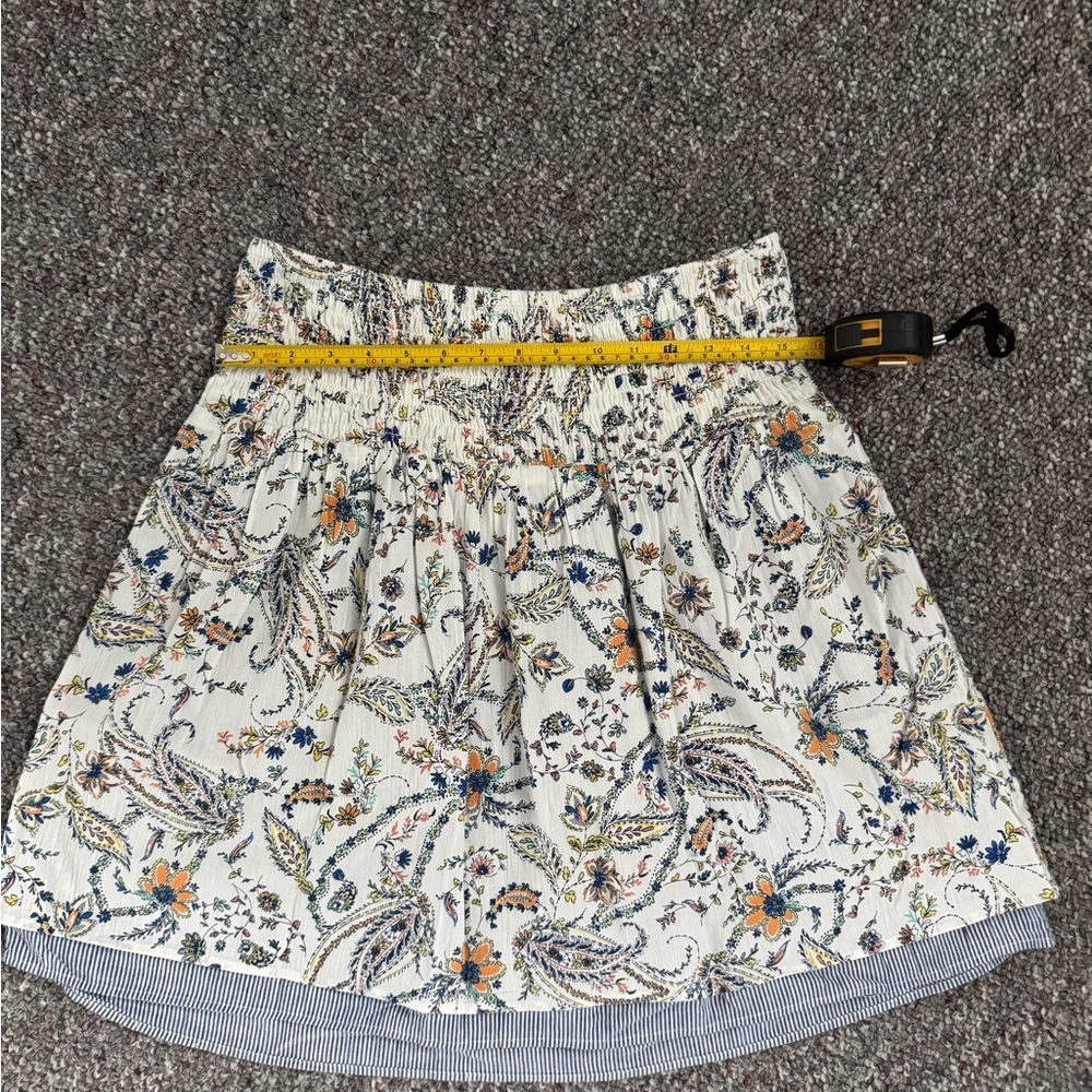 J. Jill Multicolor Paisley 100% Cotton layered Boho Smocked Skirt Small